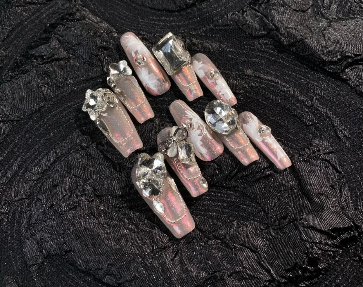 HD7 Heavy Metal Sweetheart Cherry Pink  HANDMADE NAIL