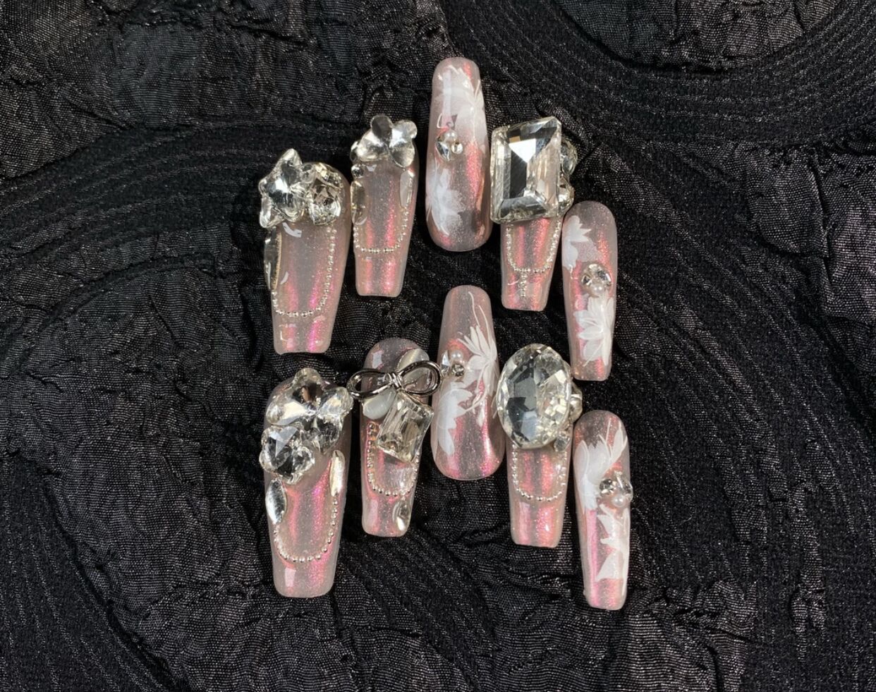 HD7 Heavy Metal Sweetheart Cherry Pink  HANDMADE NAIL