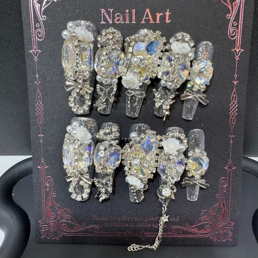 P3 Full Diamond Pigeon Protein Crystal HANDMADE NAIL