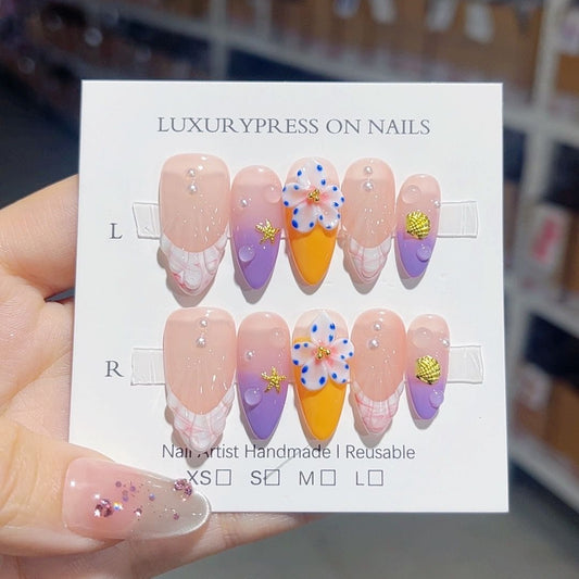 D296 Starfish Shell Carving HANDMADE NAIL