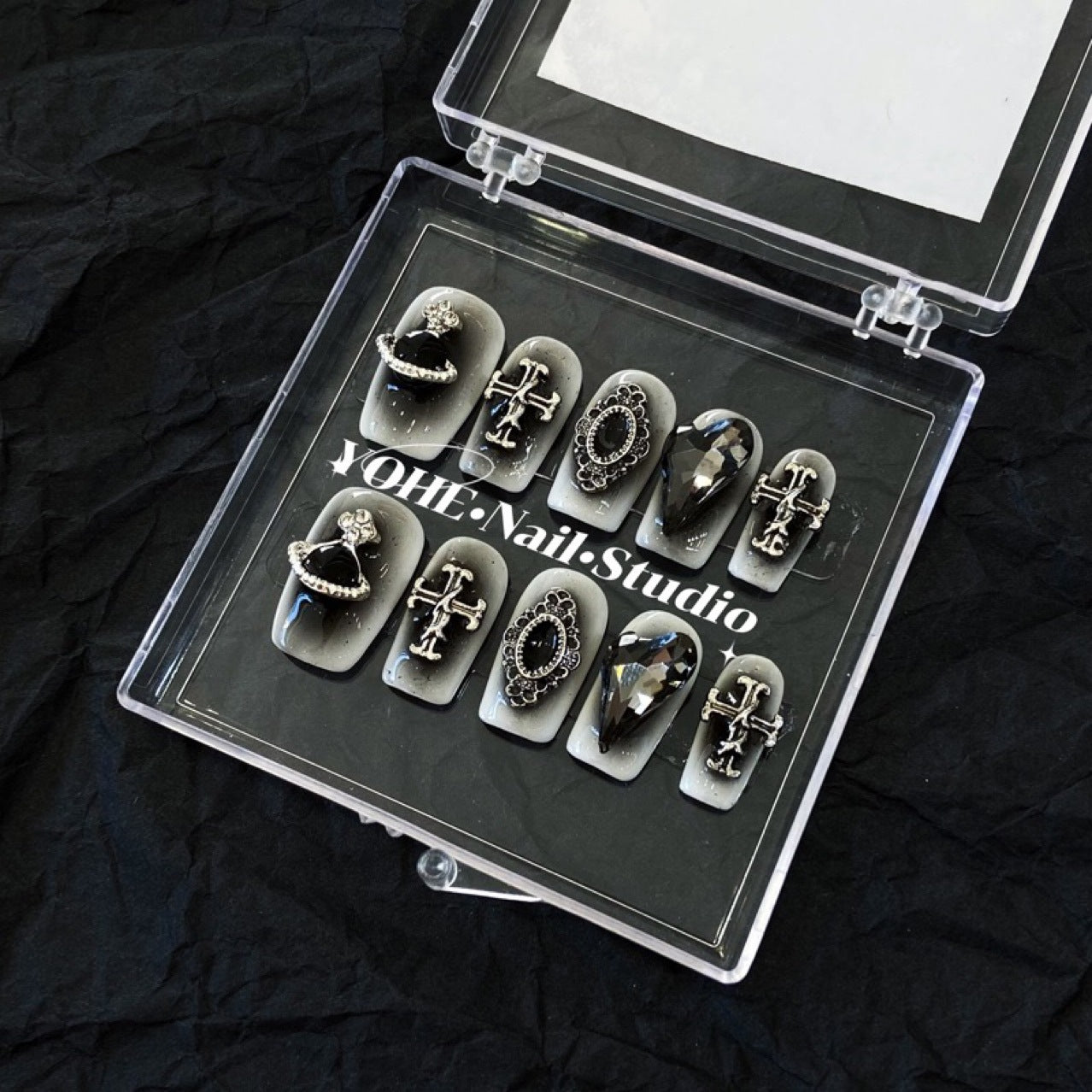 H295 Black blusher hot girl Croxin HANDMADE NAIL