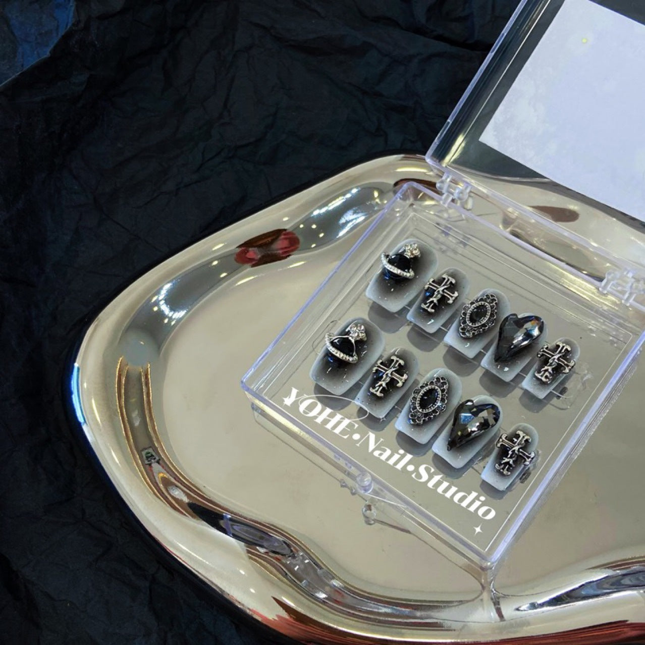 H295 Black blusher hot girl Croxin HANDMADE NAIL