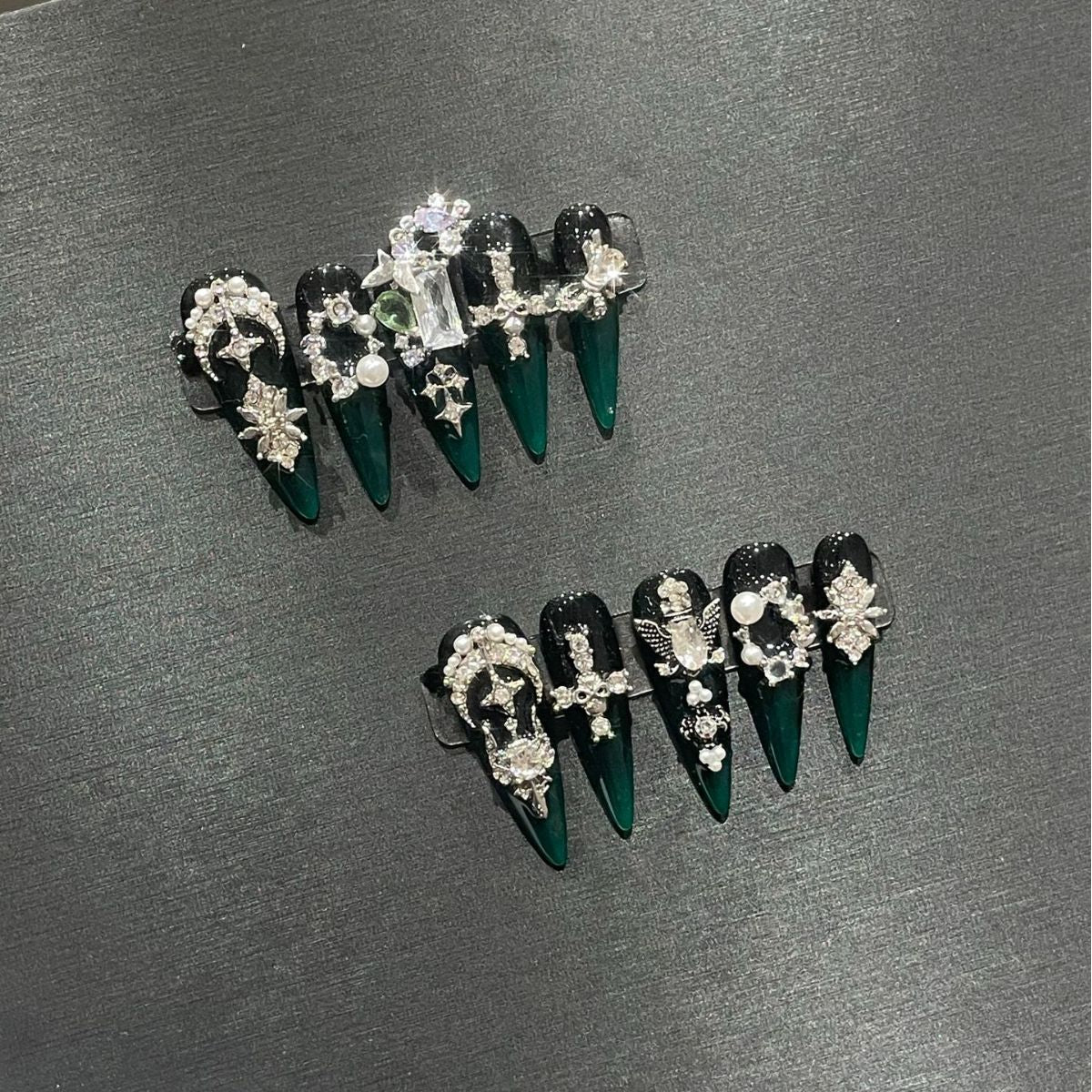 H300 Angel's Kiss Green Hair Sweet and Spicy HANDMADE NAIL
