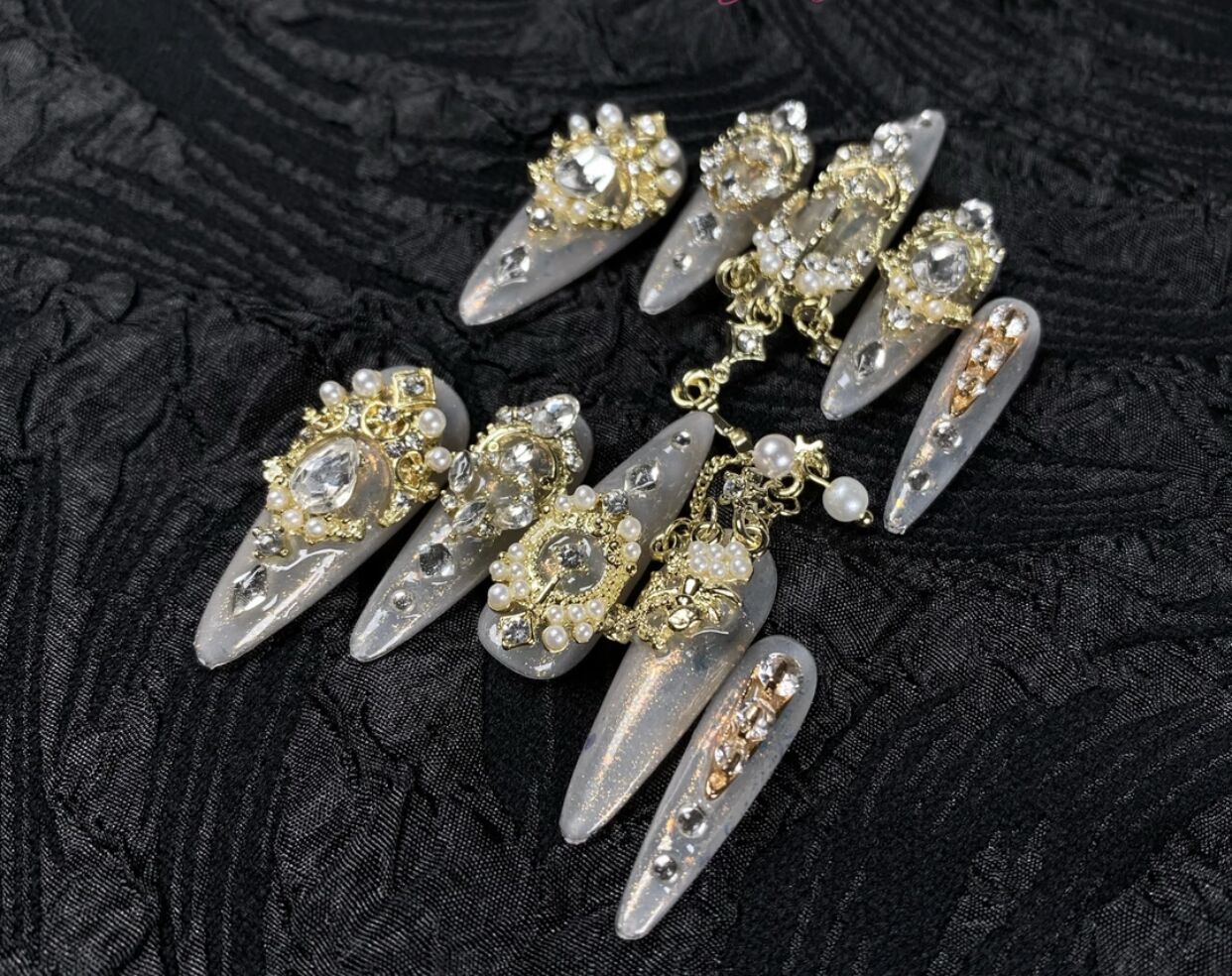 H345 Luxury Palace Golden Crown HANDMADE NAIL