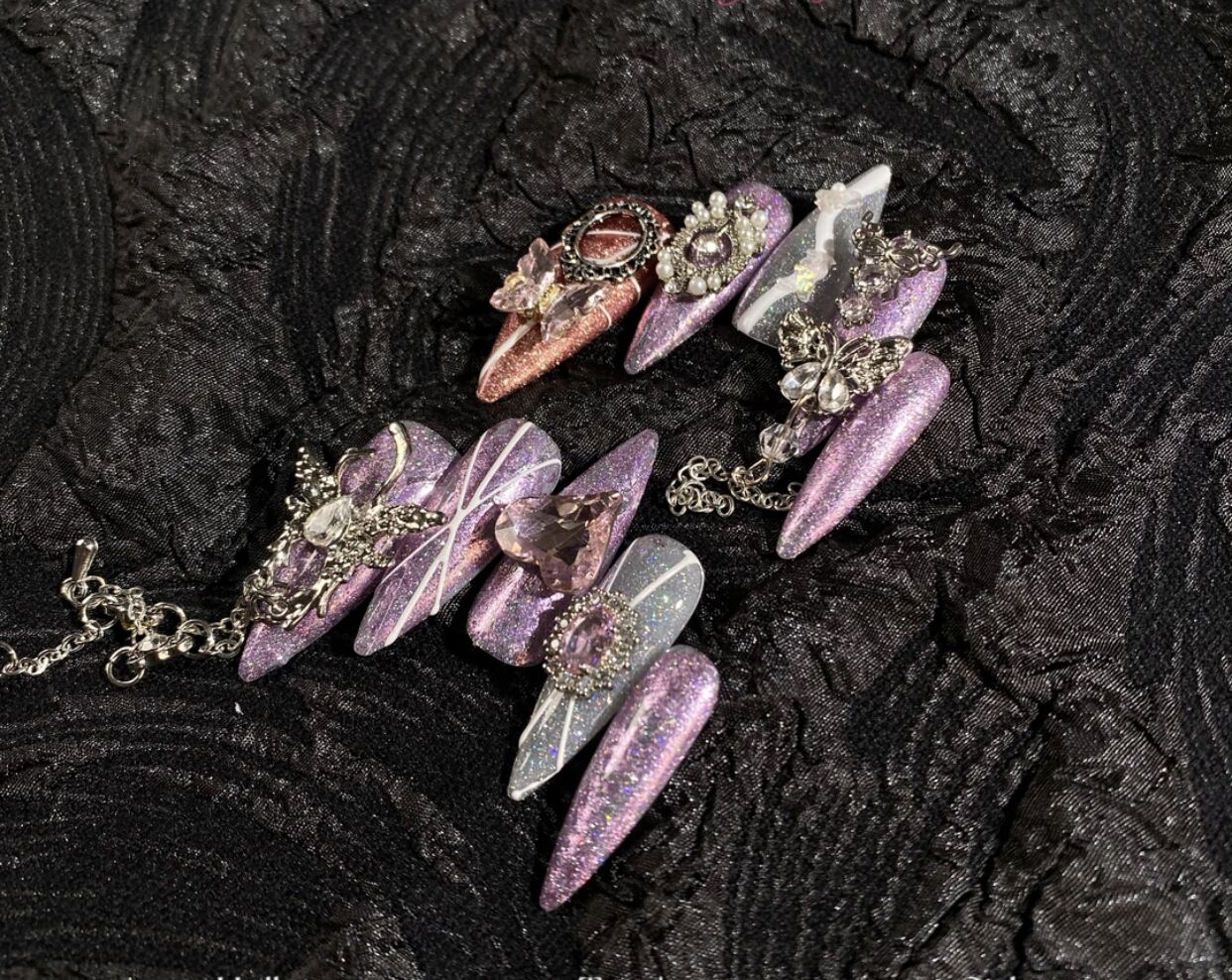 H346 Heavy Industry Sweetheart Retro Aurora Purple HANDMADE NAIL