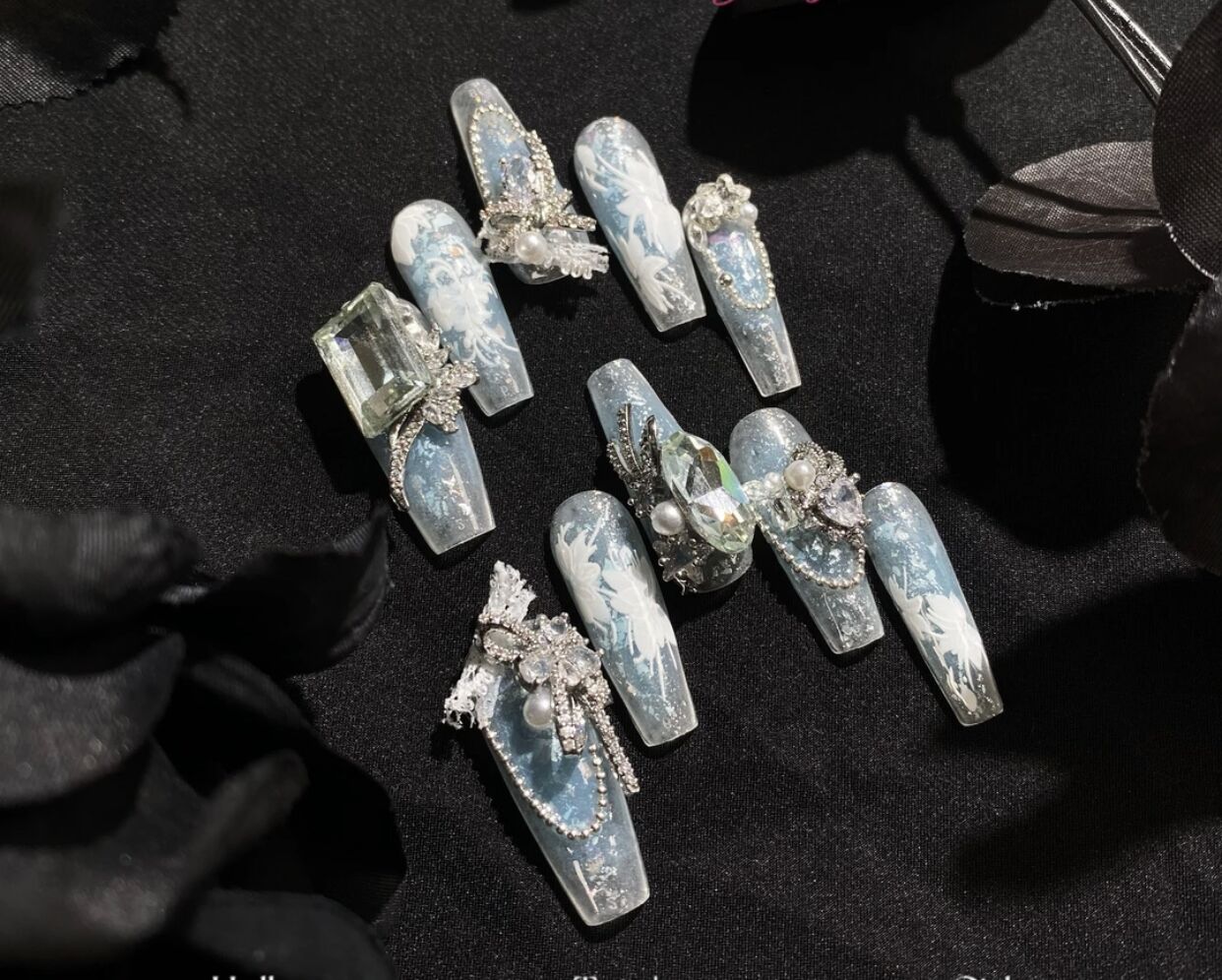 H347 Heavy Industry Luxury Sea Salt Mint HANDMADE NAIL