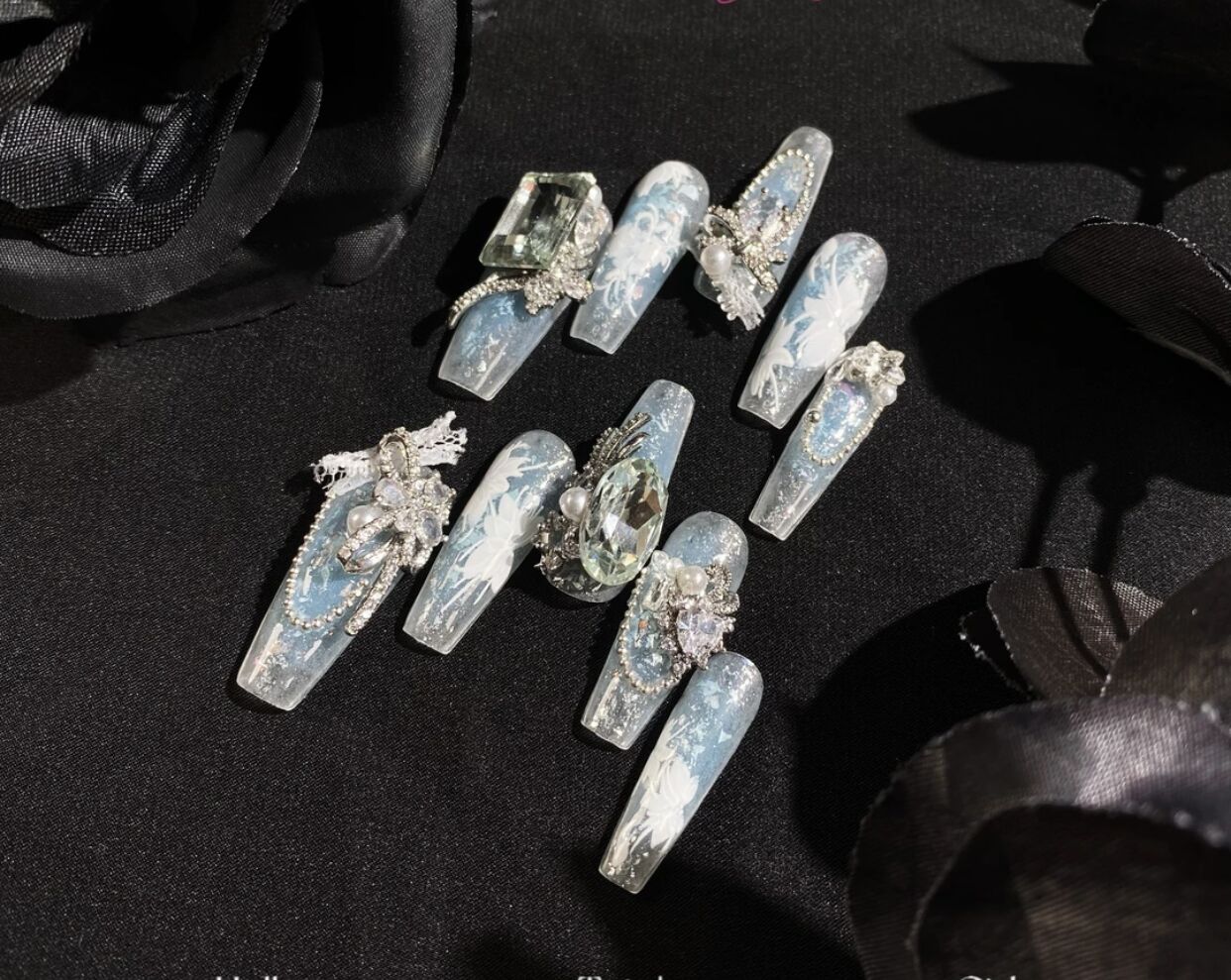 H347 Heavy Industry Luxury Sea Salt Mint HANDMADE NAIL