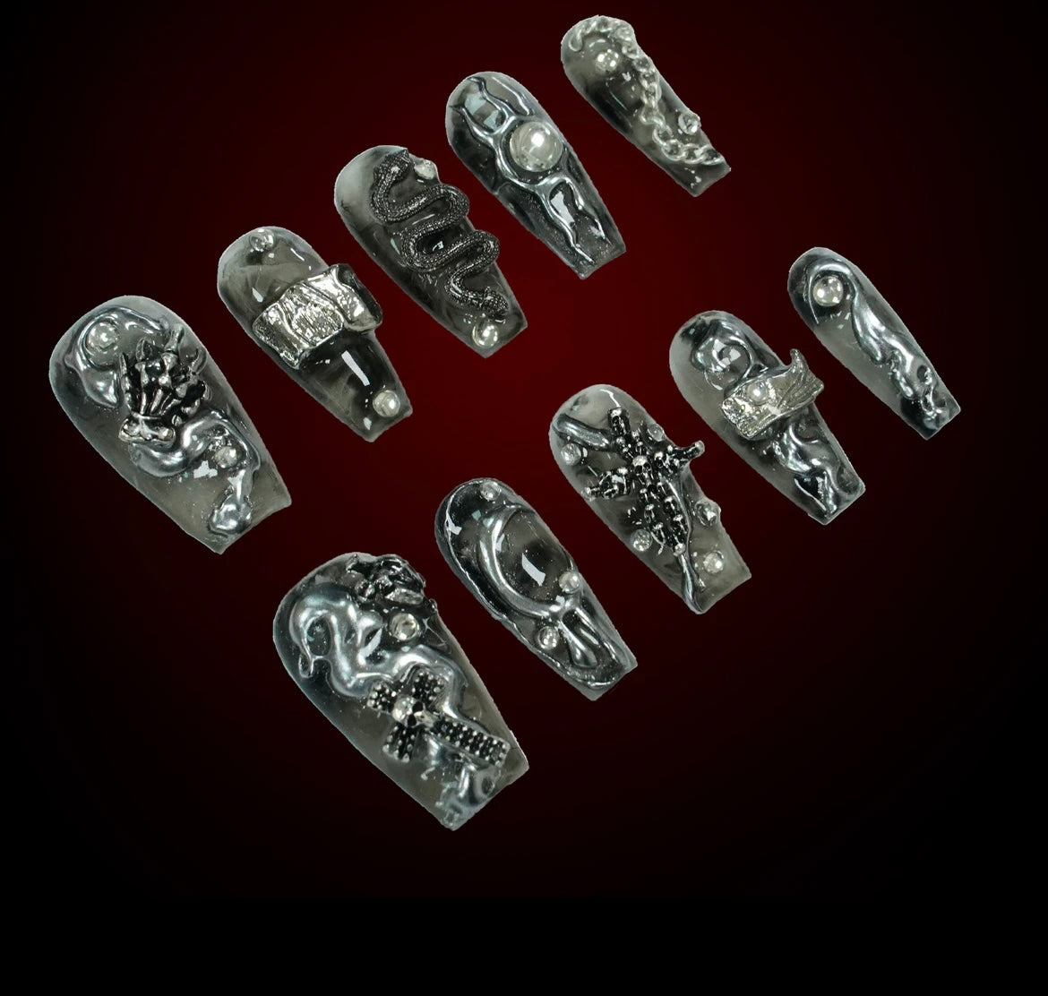 H87 SILVER WING HANDMADE NAIL