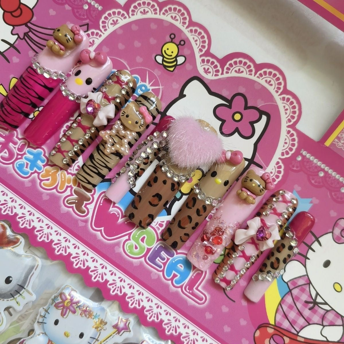 HKK Leopard Print Emirate Cat HANDMADE NAIL