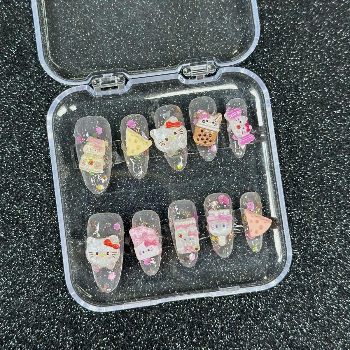 HK58 Cheese Pizza Yogurt CAT HANDMADE NAIL