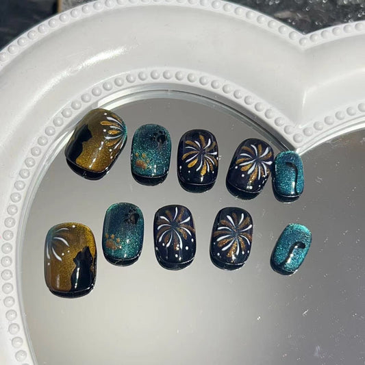 H408 Fireworks Butterfly Hand Painting HANDMADE NAIL