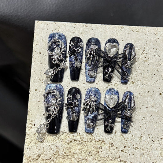 H207 Pirate GEMINI ZIRCON HEAVY INDUSTRY STYLE HANDMADE NAIL