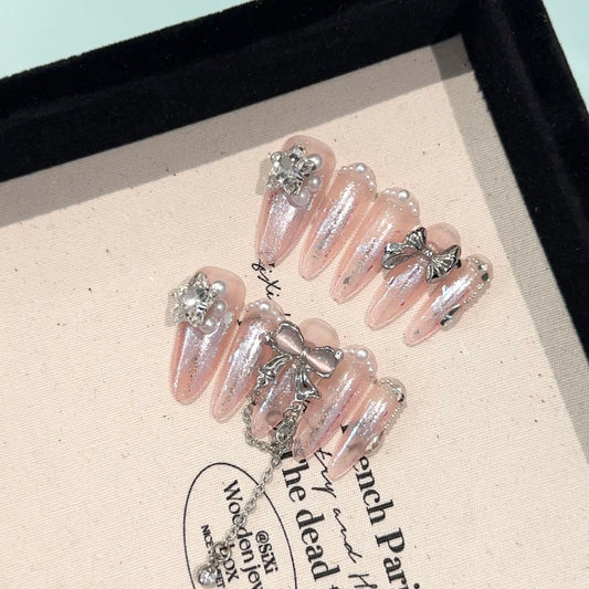 H148 METAL BUTTERFLY NUDE HANDMADE NAIL