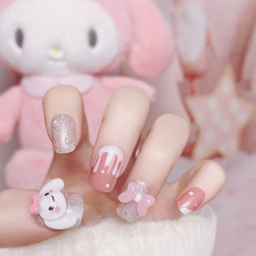 F9 Cinnamon Pink Bow SHORT NAIL