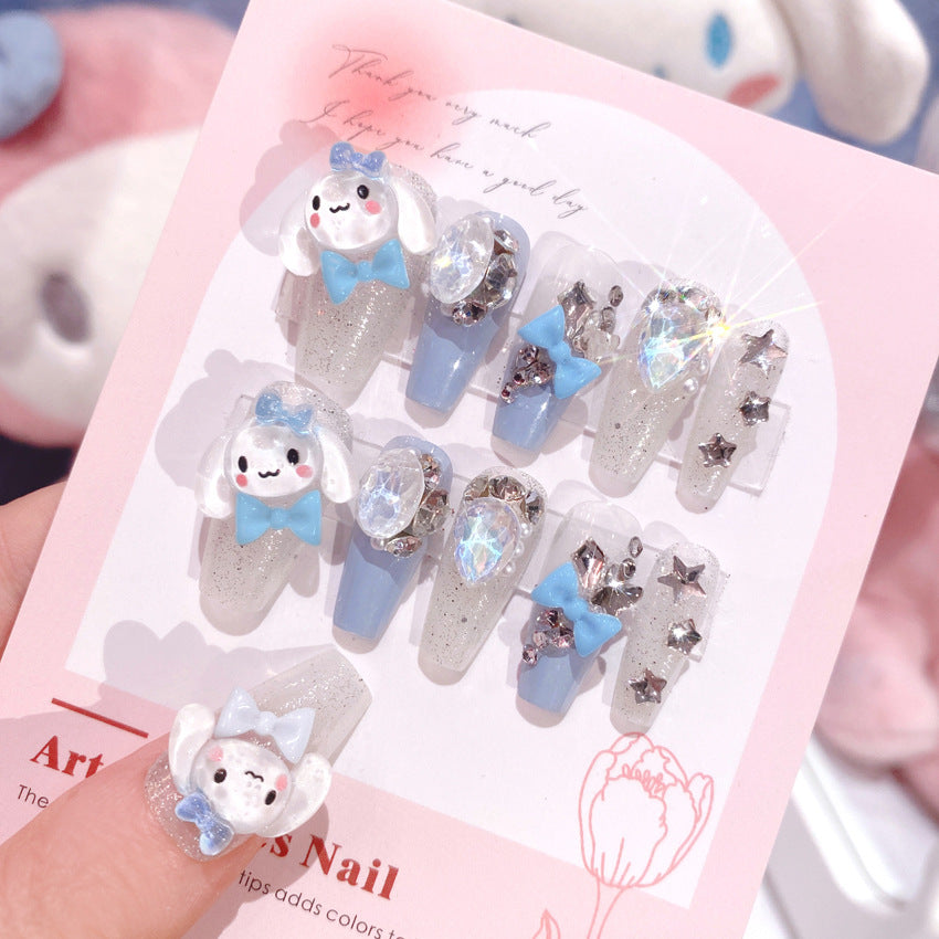 F16 Cute light Blue Jade Cinnamon MEDIUM NAIL