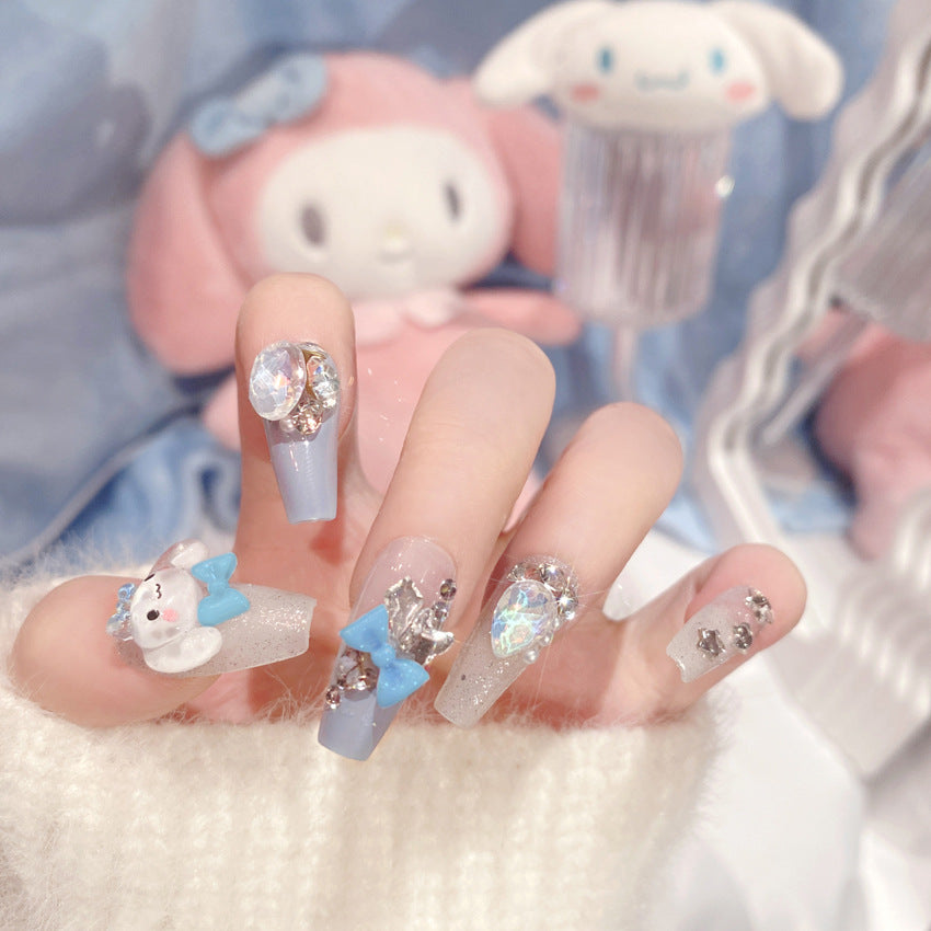F16 Cute light Blue Jade Cinnamon MEDIUM NAIL