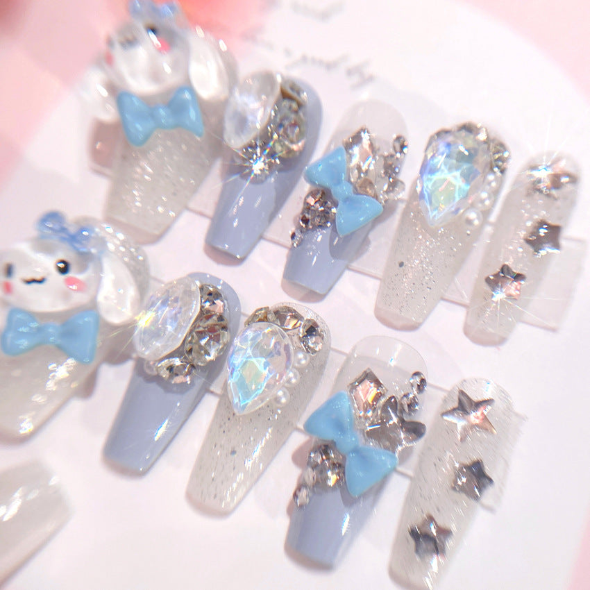 F16 Cute light Blue Jade Cinnamon MEDIUM NAIL