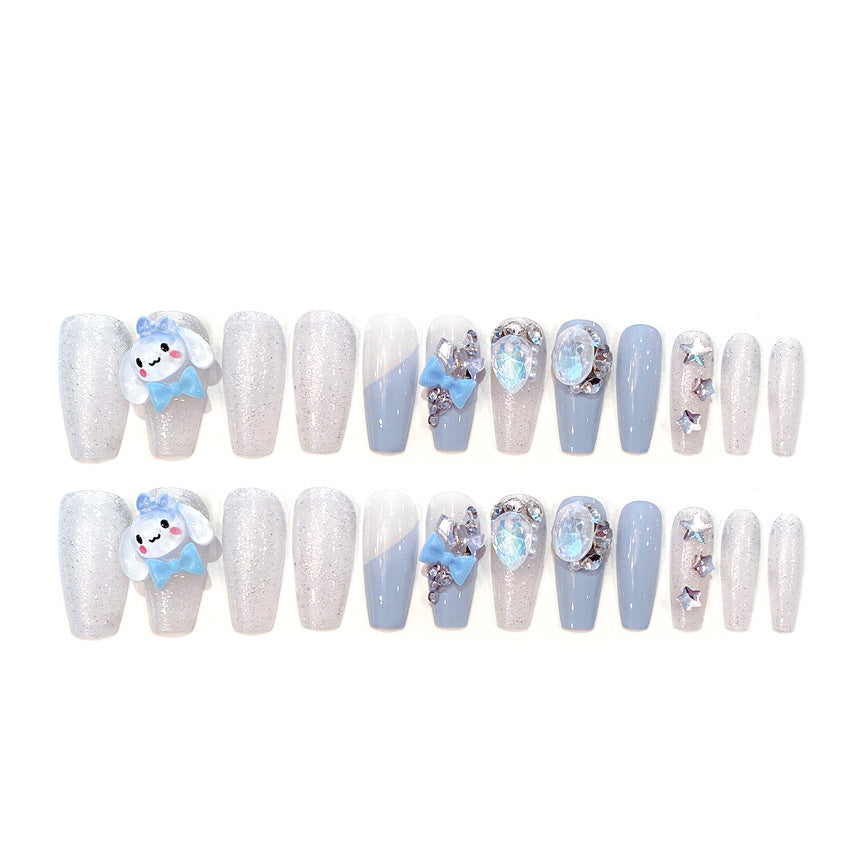 F16 Cute light Blue Jade Cinnamon MEDIUM NAIL