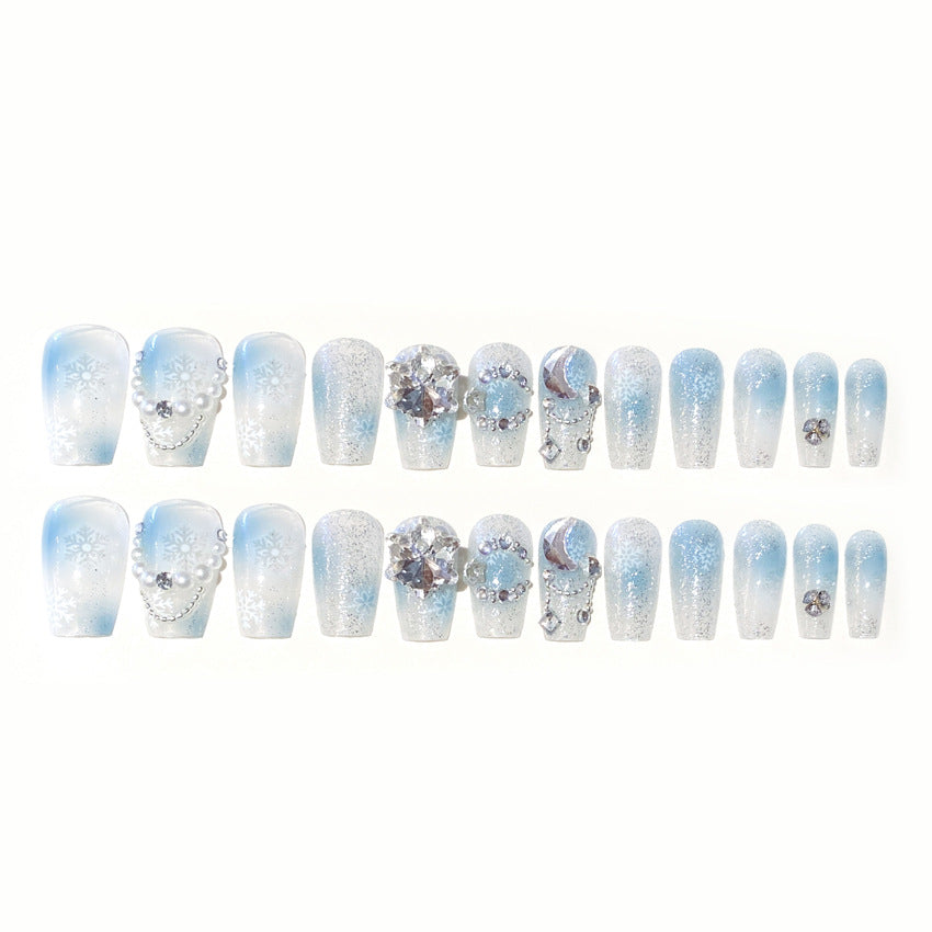 F26 Nude blue core zircon MEDIUM NAIL