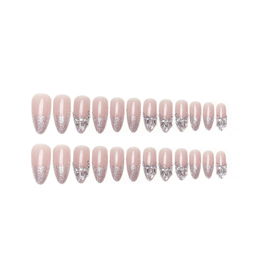 F35 Baby pink Shining Fingertip Diamond MEDIUM NAIL