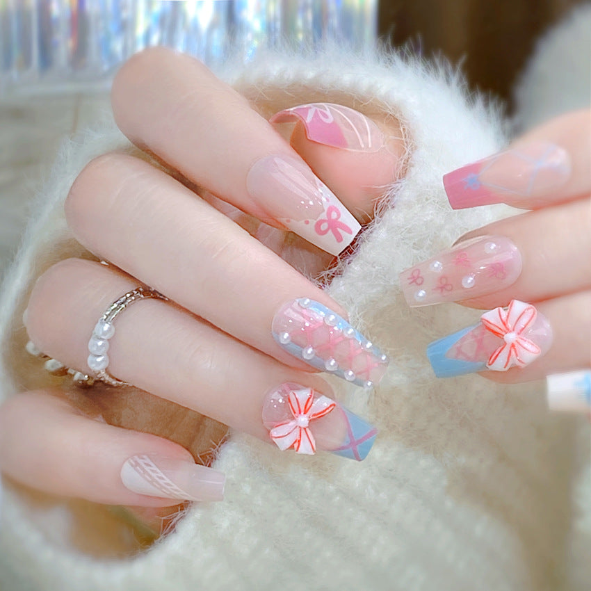 F38 Gentle sweet ladylike fresh bow MEDIUM NAIL