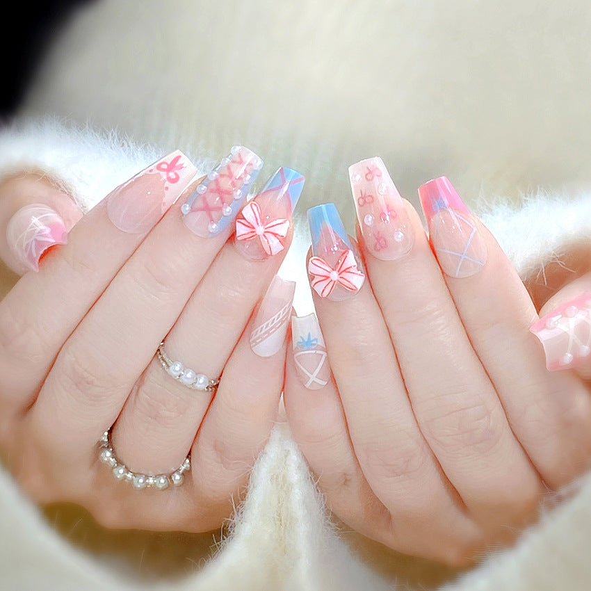 F38 Gentle sweet ladylike fresh bow MEDIUM NAIL