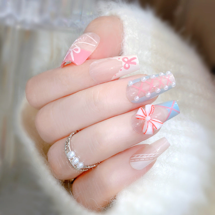 F38 Gentle sweet ladylike fresh bow MEDIUM NAIL