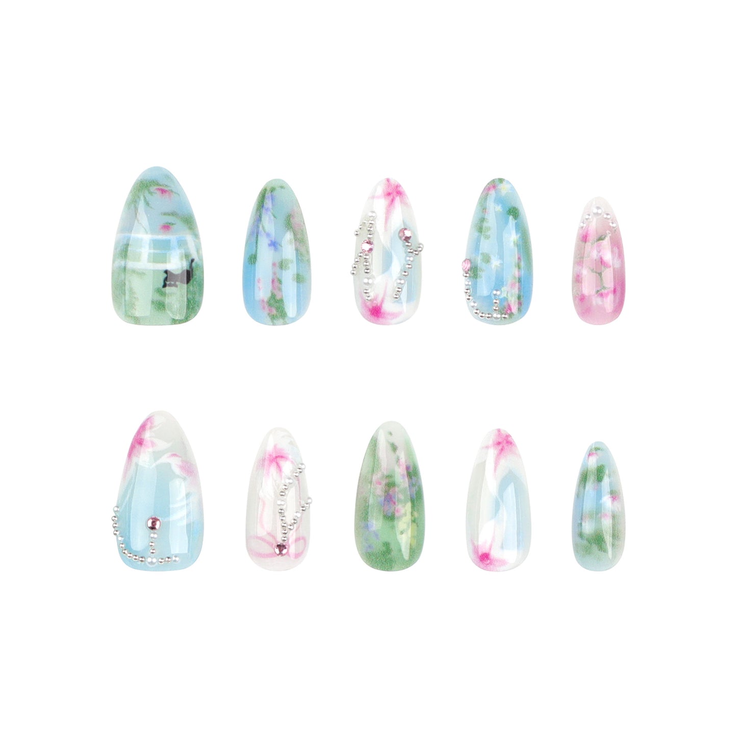 F59 Small And Fresh Lotus Flowers In The Countryside MEDIUM NAIL