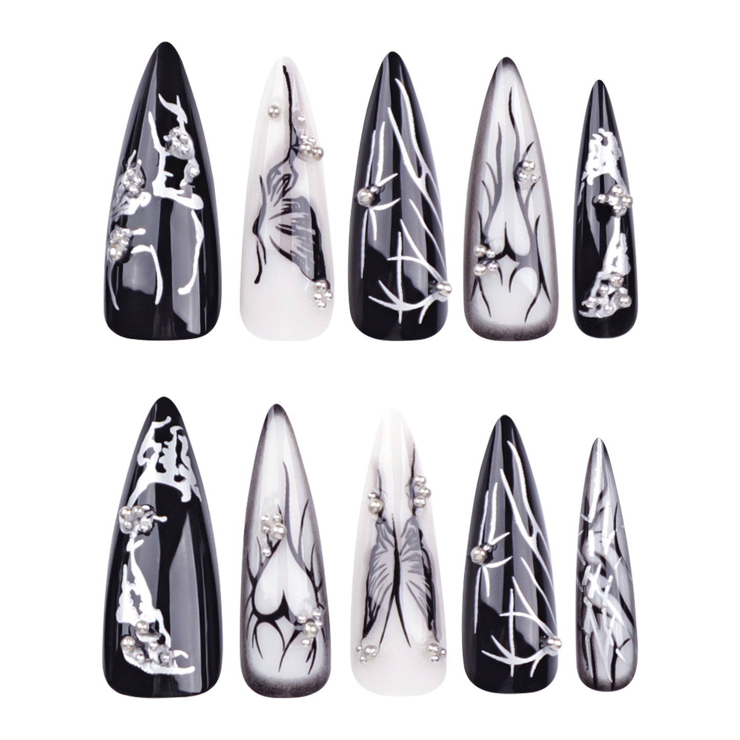 F61 Dark and Spicy Love Butterfly LONG NAIL