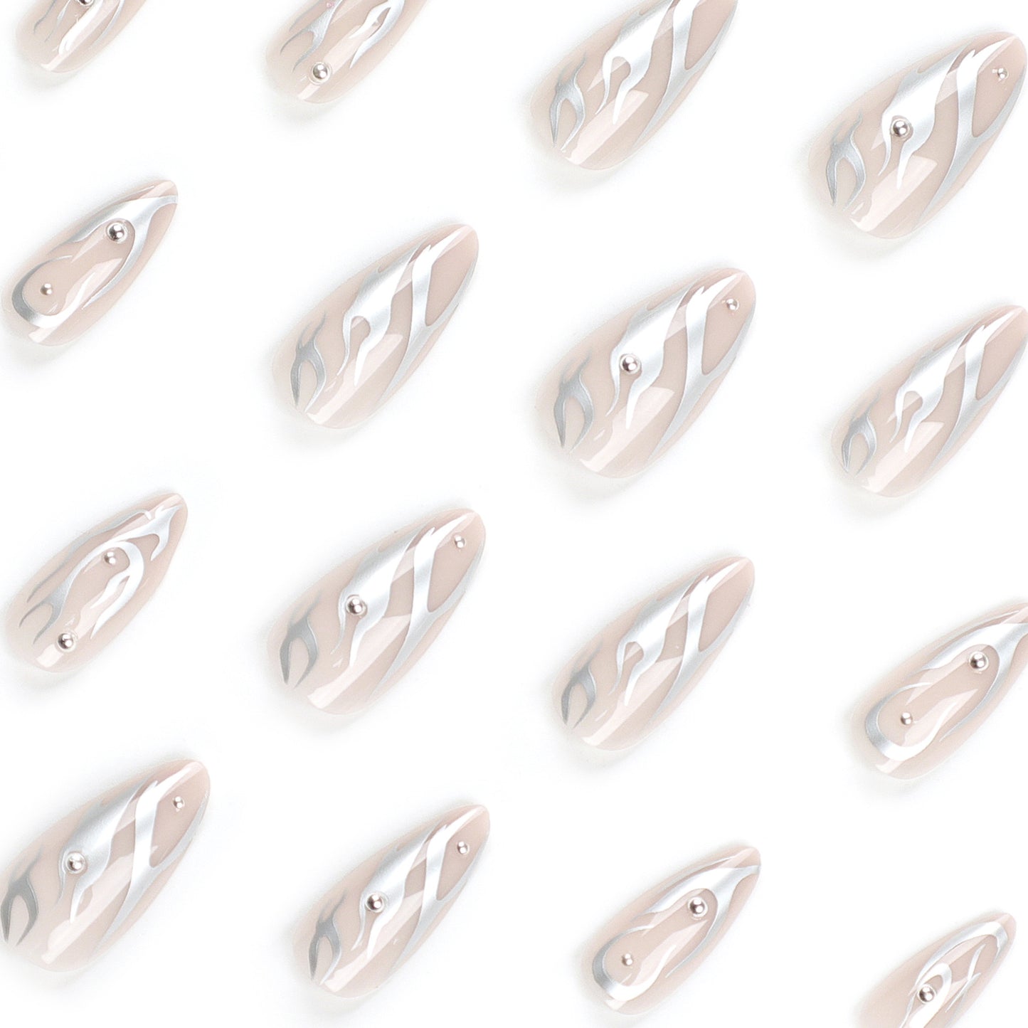 F62 Flame Shining Silver MEDIUM NAIL