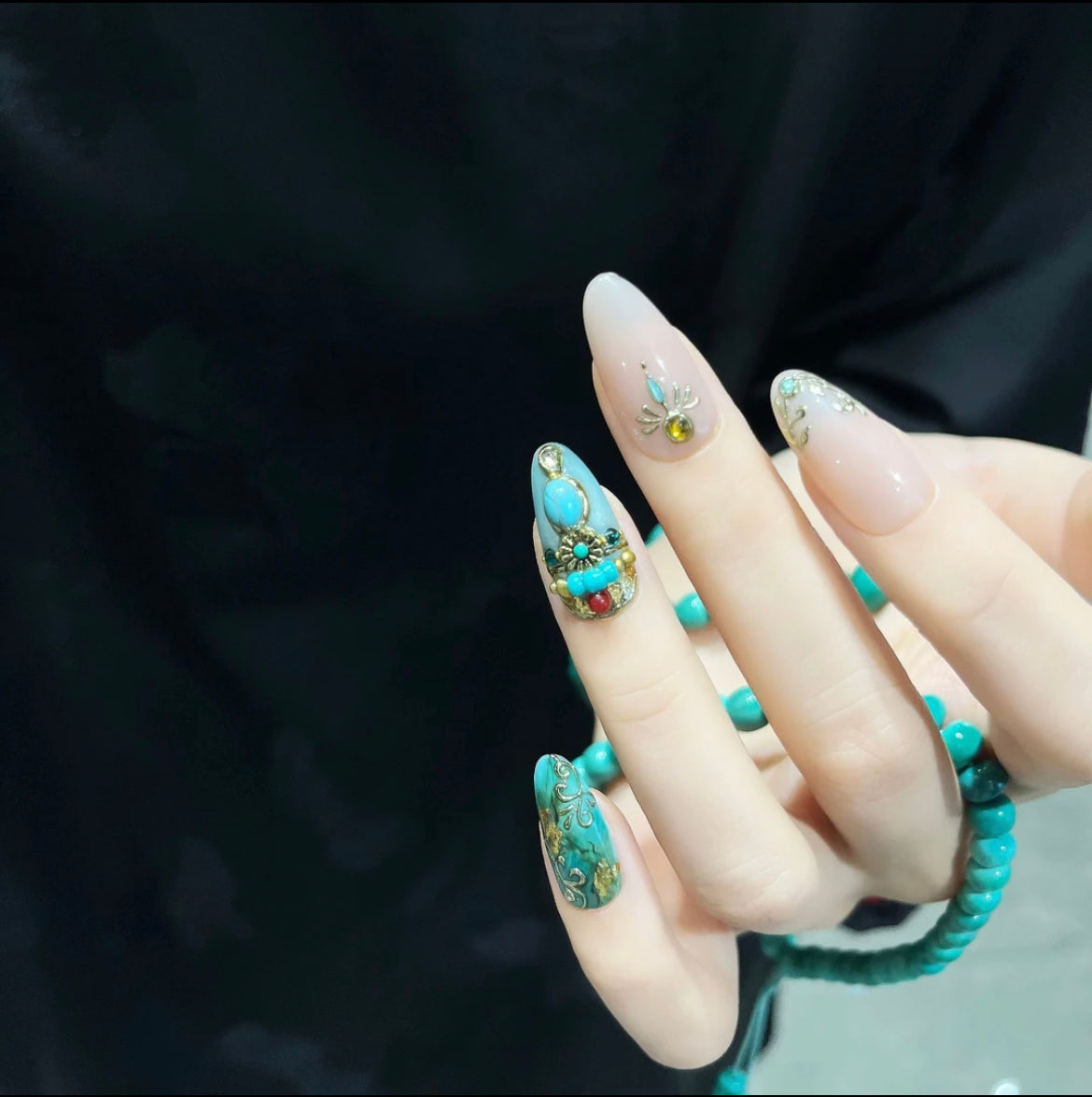 H396 Turquoise HANDMADE NAIL