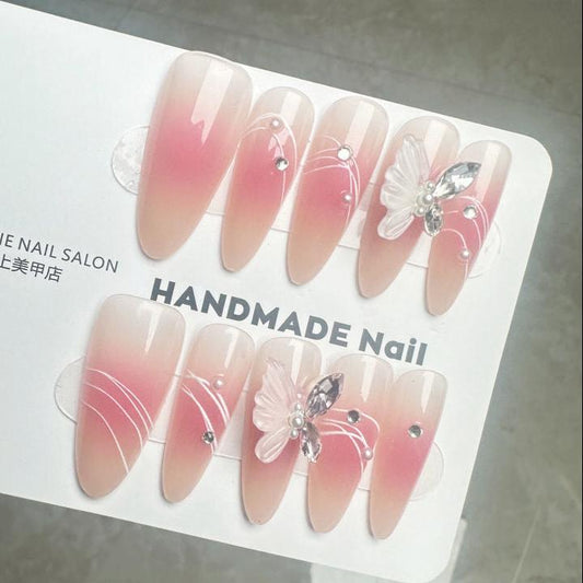 P8 Ice Crystal Butterfly HANDMADE NAIL