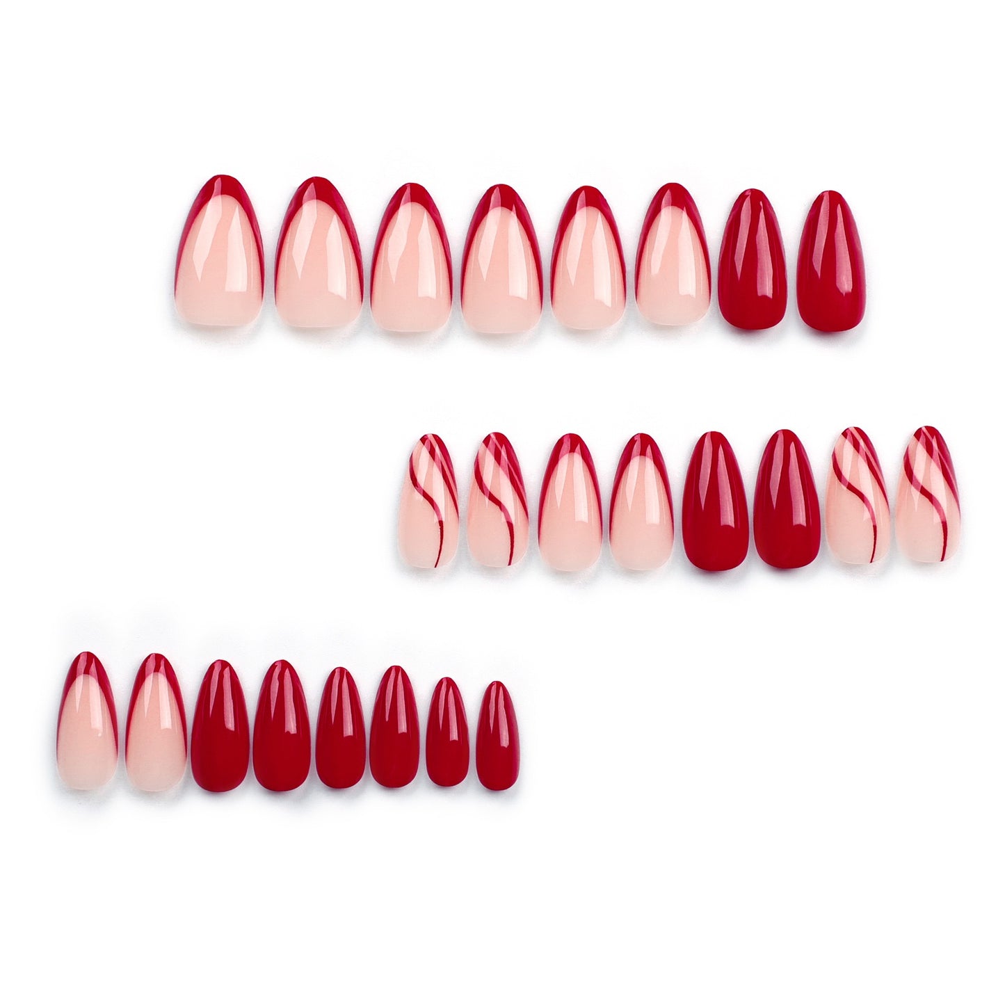 MS8 Red Ripple Lines MEDIUM NAIL