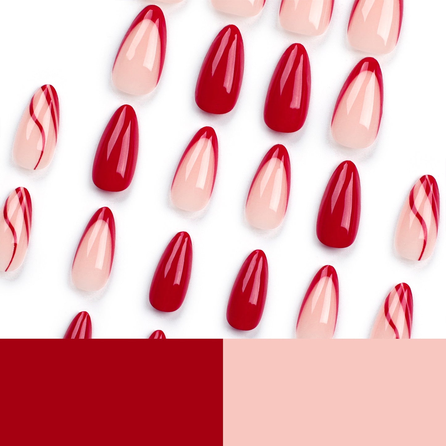 MS8 Red Ripple Lines MEDIUM NAIL