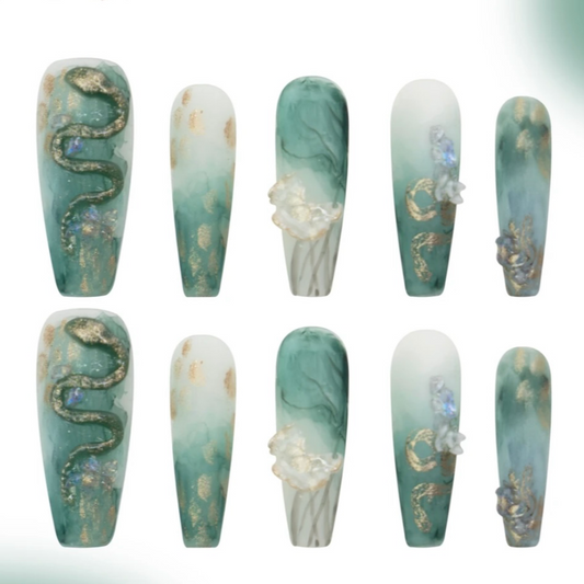 H329 Qingyao Clear Jade HANDMADE NAIL