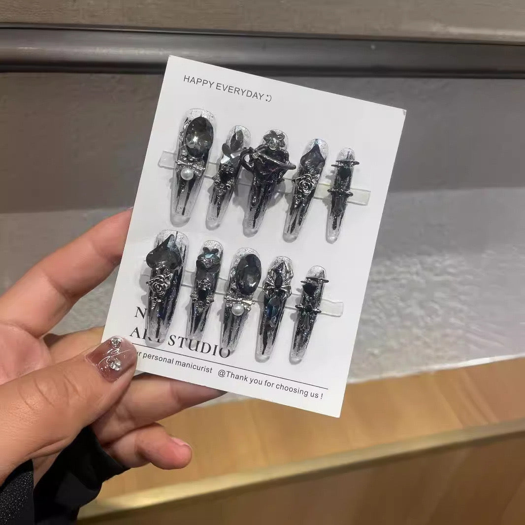 H174 Atlantis Mirror Blue HANDMADE NAIL