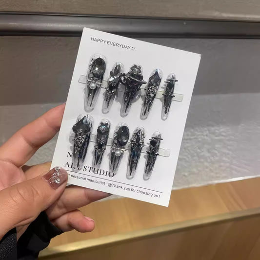 H174 Atlantis Mirror Blue HANDMADE NAIL