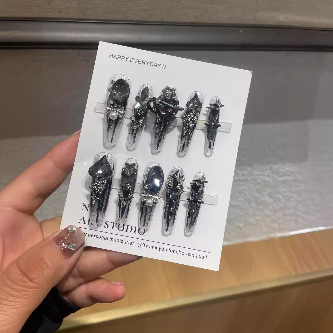 H174 Atlantis Mirror Blue HANDMADE NAIL