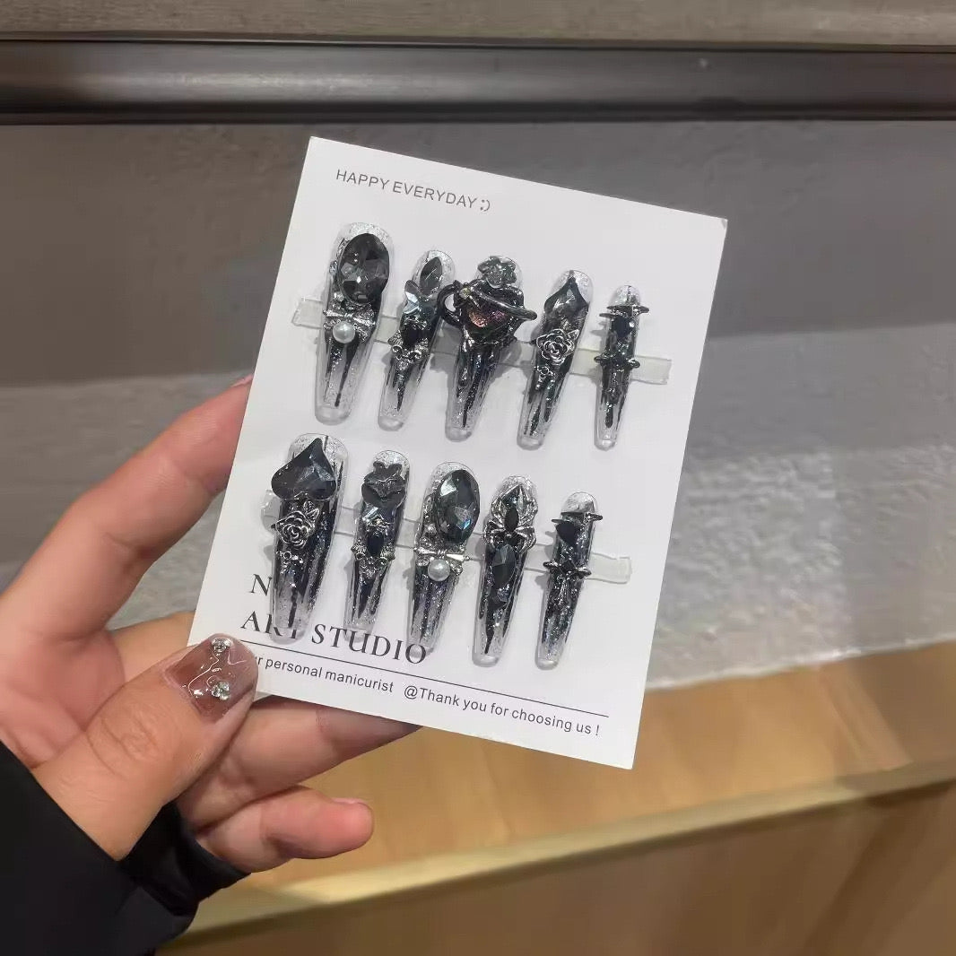 H174 Atlantis Mirror Blue HANDMADE NAIL