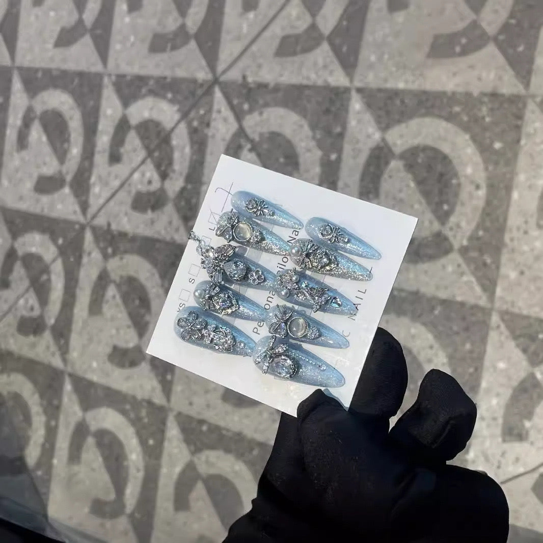 H322 Leopard print sweetheart mandarin duck HANDMADE NAIL