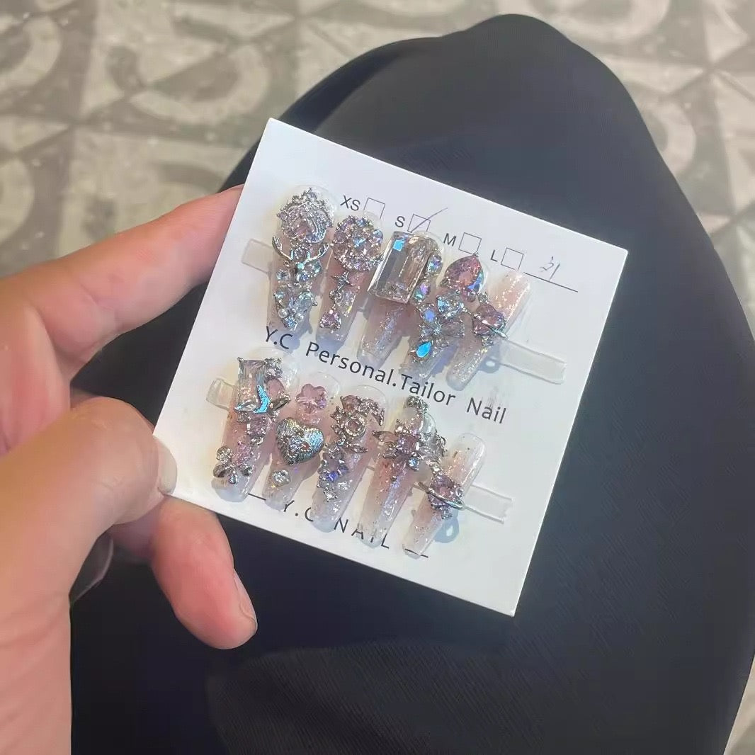 HG6 Liquid metal purple dream lines HANDMADE NAIL