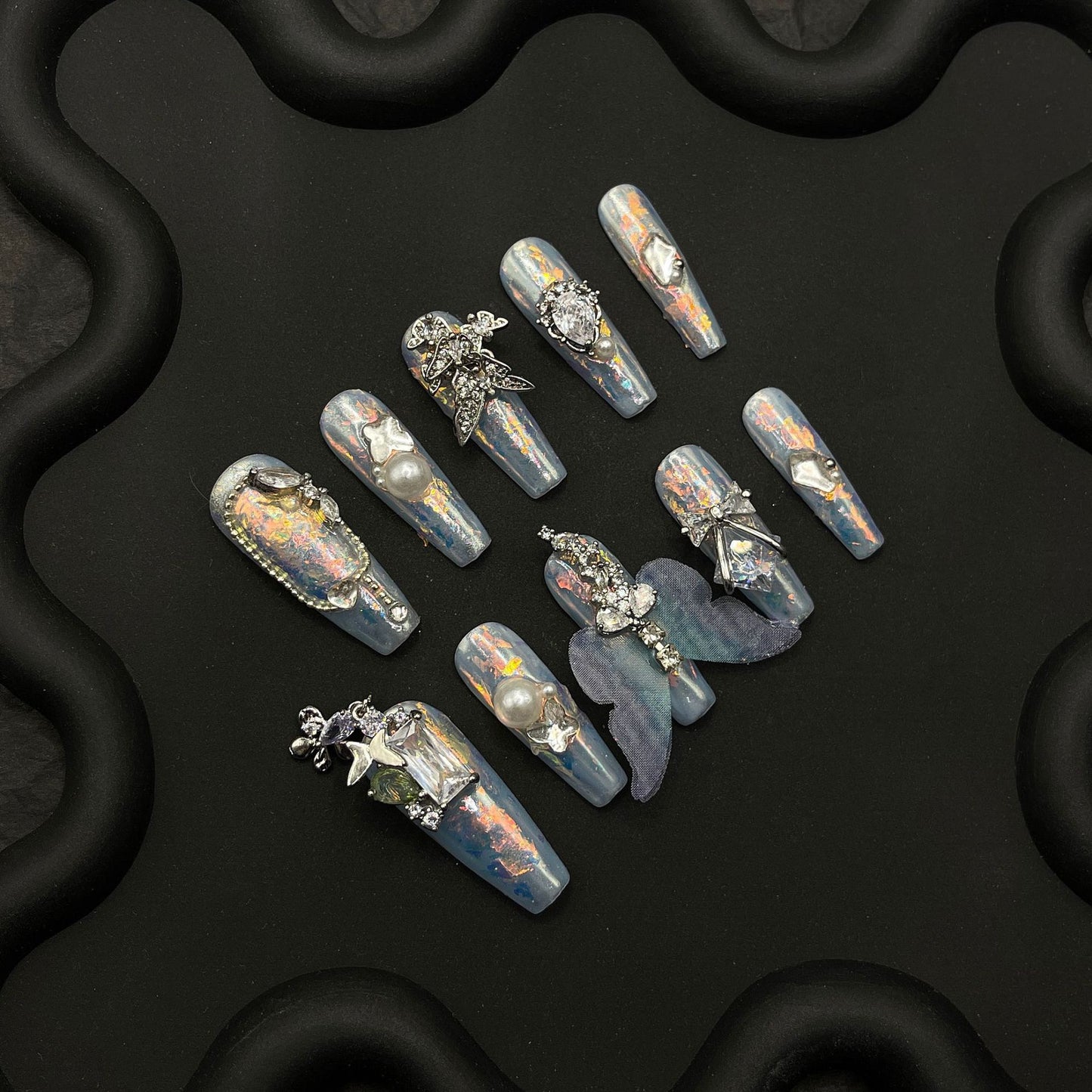 H50 Diamond patterned teddy bear HANDMADE NAIL