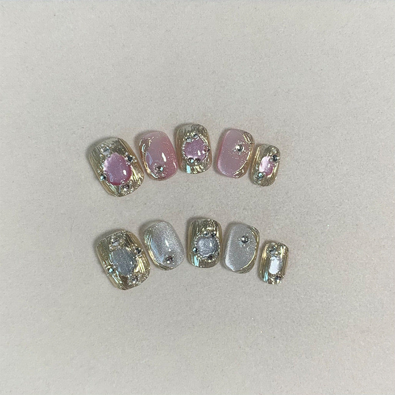 H321 Nagini Cool Serpentine Pattern Emerald HANDMADE NAIL