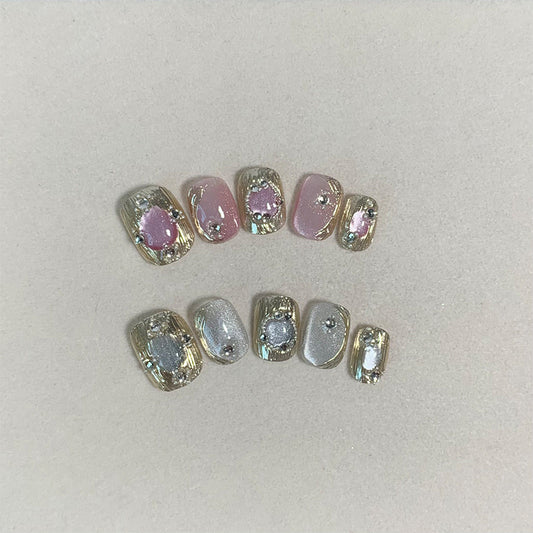 H321 Nagini Cool Serpentine Pattern Emerald HANDMADE NAIL