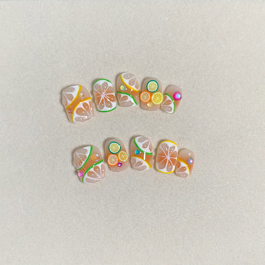 H90 Fun 3D cute summer hand drawn HANDMADE NAIL