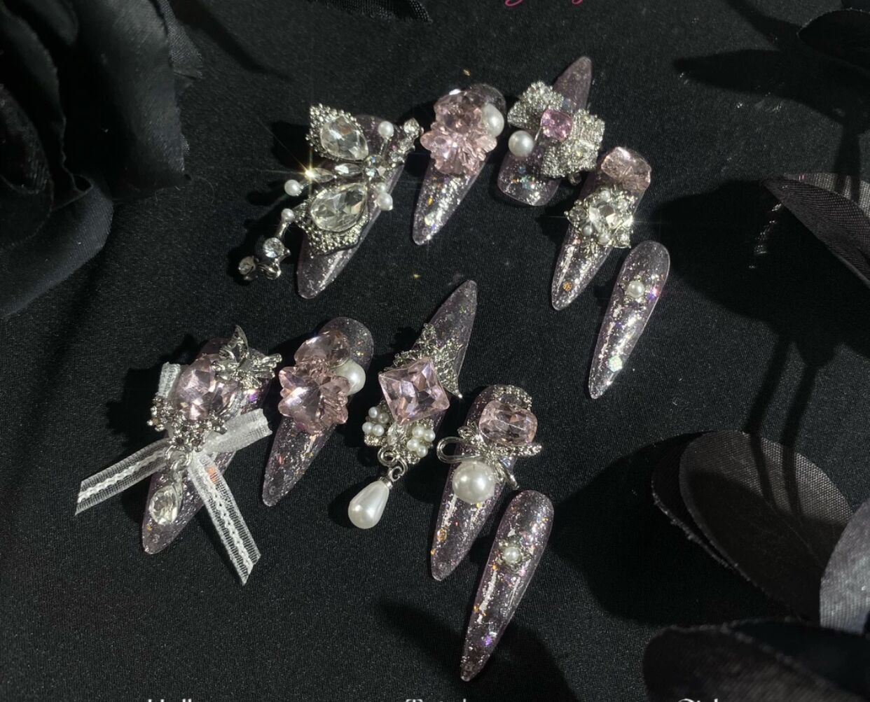 H349 Heavy Industry Sakura Love Butterfly HANDMADE NAIL