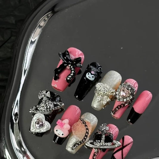 H101 KUKU FRENCH COFFIN LONG HANDMADE NAIL