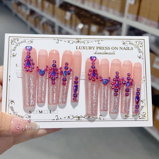 L168 Water Drop Lake Blue HANDMADE NAIL