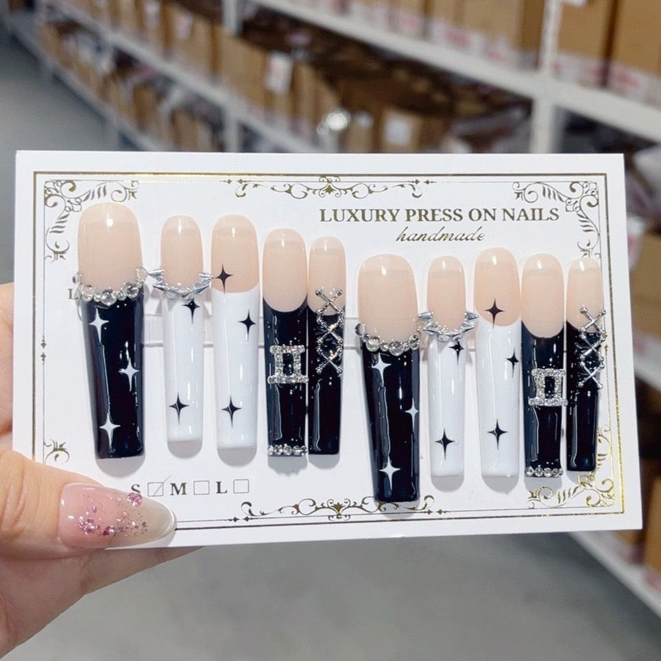 L185 Rose gold diamond three-dimensional HANDMADE NAIL