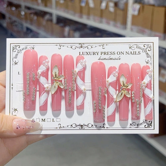 L208Colorful Flower Love Diamond M4A1 HANDMADE NAIL